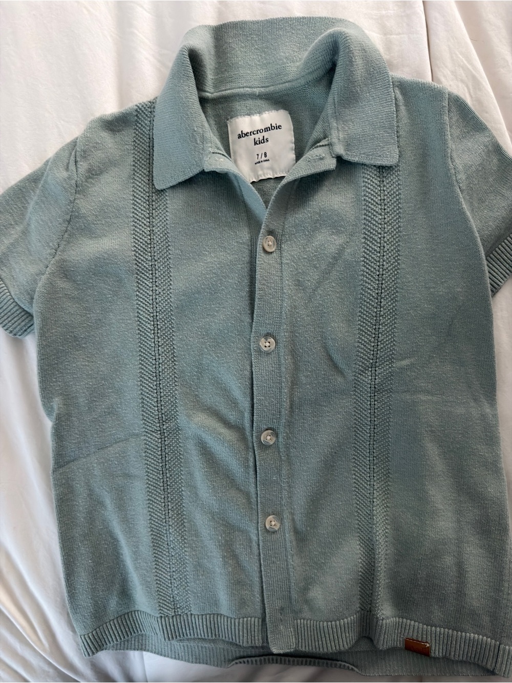 abercrombie kids dusty teal button-down knit shirt